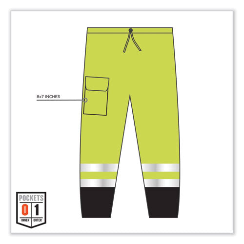 Ergodyne Glowear 8910bk Class E Hi-vis Pants With Black Bottom Polyester 4x-large/5x-large Lime