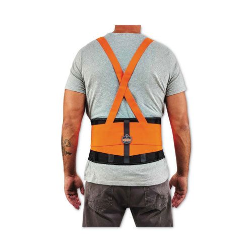 Ergodyne Proflex 100hv Economy Hi-vis Spandex Back Support Brace 3x-large 46" To 52" Waist Black/orange