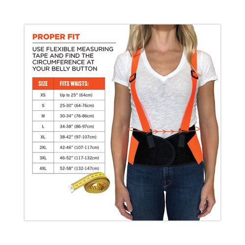 Ergodyne Proflex 100hv Economy Hi-vis Spandex Back Support Brace 3x-large 46" To 52" Waist Black/orange