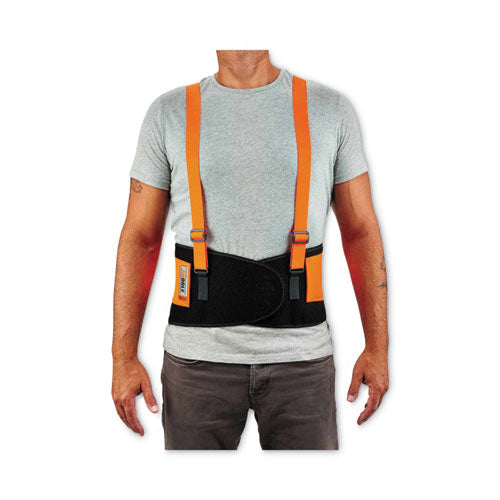 Ergodyne Proflex 100hv Economy Hi-vis Spandex Back Support Brace 3x-large 46" To 52" Waist Black/orange