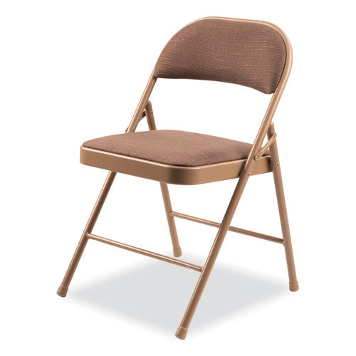 BASICS By NPS 970 Series Fabric Padded Steel Folding Chair Supports 250 Lb 17.75" Seat Ht Star Trail Brown 4/ct Ships In 1-3 Bus Days