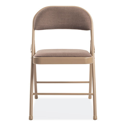 BASICS By NPS 970 Series Fabric Padded Steel Folding Chair Supports 250 Lb 17.75" Seat Ht Star Trail Brown 4/ct Ships In 1-3 Bus Days