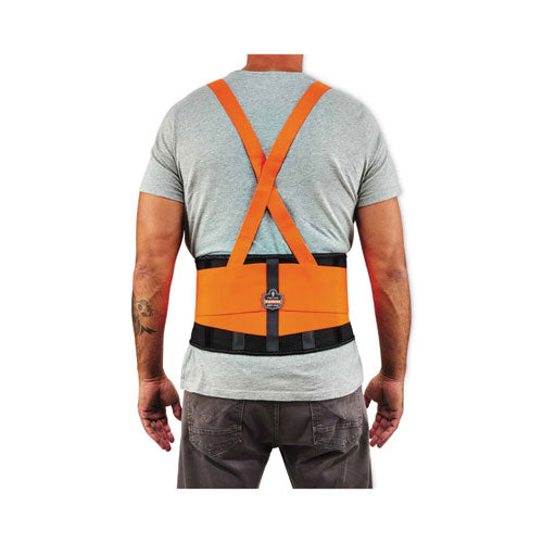 Ergodyne Proflex 100hv Economy Hi-vis Spandex Back Support Brace Large 34" To 38" Waist Black/orange