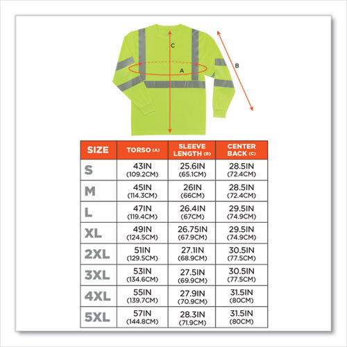 Ergodyne Glowear 8391 Class 3 Hi-vis Long Sleeve Shirt Polyester Lime Small