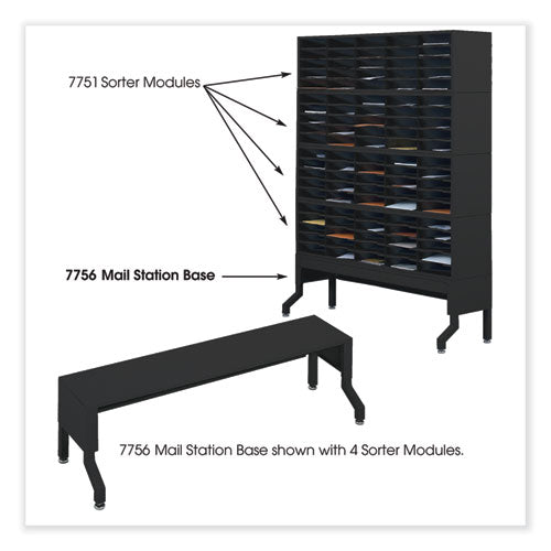 Safco E-z Sort Satellite Mail Station Base 57.5x18.25x14 To 19 Black