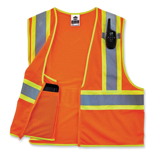 Ergodyne Glowear 8229z Class 2 Economy Two-tone Zipper Vest Polyester X-small Orange