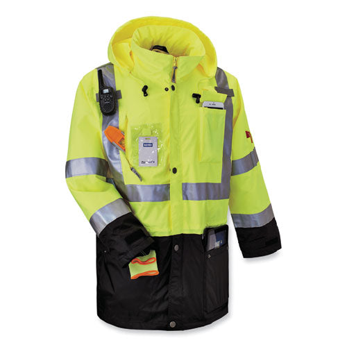 Ergodyne Glowear 8386 Class 3 Hi-vis Outer Shell Jacket Polyester Large Lime