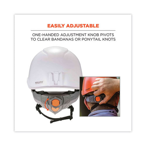 Ergodyne Skullerz 8974led Class E Safety Helmet W/8981 Universal Led Headlamp 6-pt Ratchet Susp White