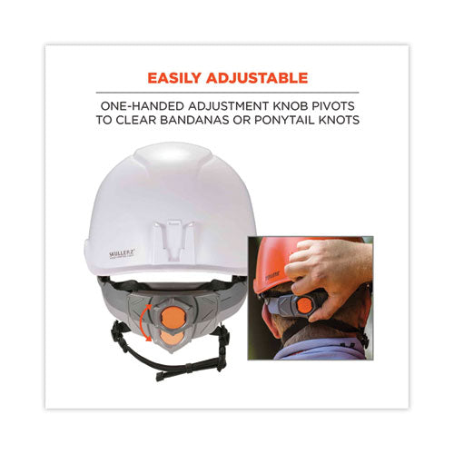 Ergodyne Skullerz 8974v Class E Safety Helmet W/8991 Visor Kit Clear Lens 6-pt Ratchet Suspension White