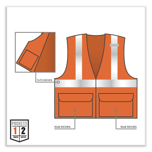 Ergodyne Glowear 8220z Class 2 Standard Mesh Zipper Vest Polyester Large/x-large Orange