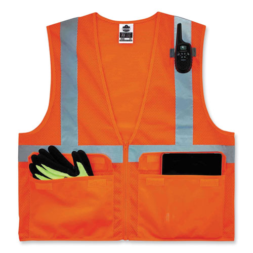 Ergodyne Glowear 8220z Class 2 Standard Mesh Zipper Vest Polyester Large/x-large Orange