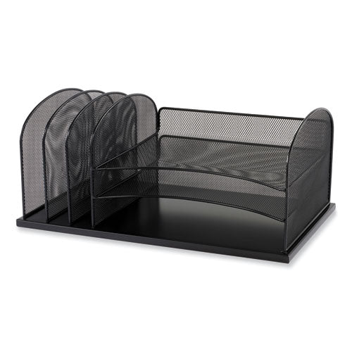 Safco Onyx Desk Organizer W/three Horizontal And Three Upright Sectionsletter Size19.25x11.5x8.25wineships In 1-3 Business Days