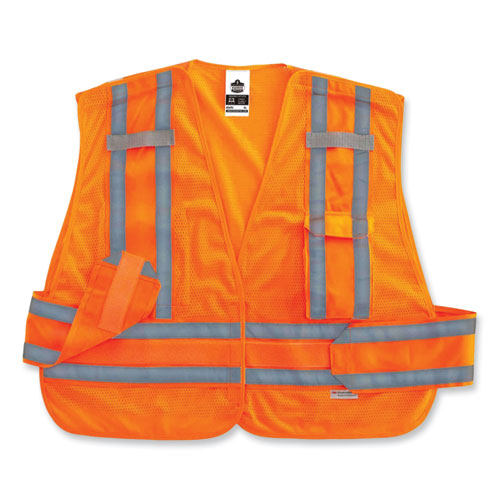 Ergodyne Glowear 8244psv Class 2 Expandable Public Safety Hook And Loop Vest Polyester Med/large Orange