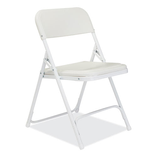 NPS 800 Series Plastic Folding Chair Supports 500 Lb 18" Seat Ht Bright White Seat White Base 4/ct Ships In 1-3 Bus Days