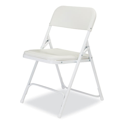 NPS 800 Series Plastic Folding Chair Supports 500 Lb 18" Seat Ht Bright White Seat White Base 4/ct Ships In 1-3 Bus Days