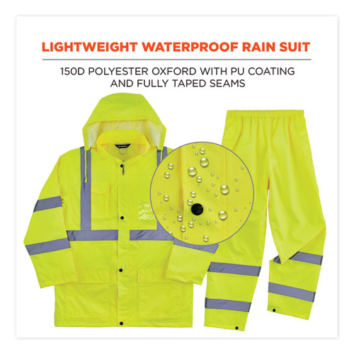 Ergodyne Glowear 8376k Lightweight Hv Rain Suit Medium Lime