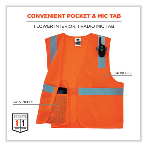 Ergodyne Glowear 8210hl Class 2 Economy Mesh Hook And Loop Vest Polyester Large/x-large Orange