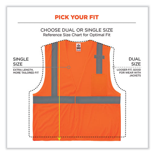 Ergodyne Glowear 8210hl Class 2 Economy Mesh Hook And Loop Vest Polyester Large/x-large Orange