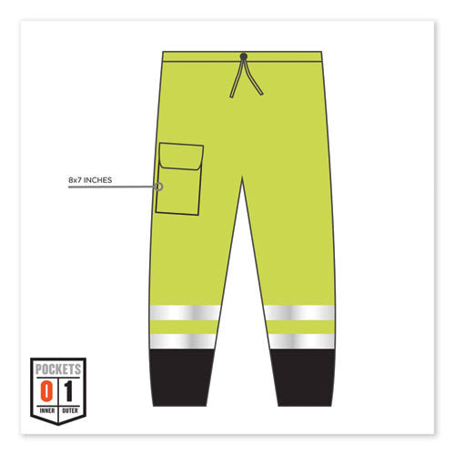 Ergodyne Glowear 8910bk Class E Hi-vis Pants With Black Bottom Polyester Small/medium Lime