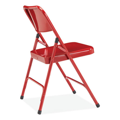 NPS 200 Series Premium All-steel Double Hinge Folding Chair Supports 500 Lb 17.25" Seat Height Red 4/ctships In 1-3 Bus Days