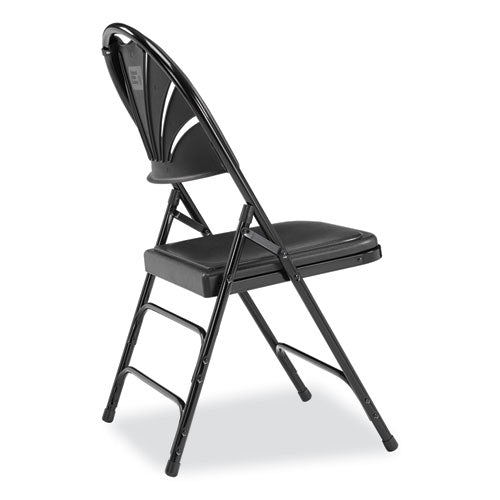 NPS 1100 Series Fan-back Tri-brace Dual Hinge Folding Chair Supports 500 Lb 17.75" Seat Ht Black 4/ct Ships In 1-3 Bus Days
