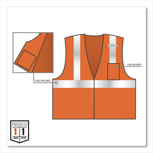 Ergodyne Glowear 8210z Class 2 Economy Mesh Vest Polyester Orange 4x-large/5x-large