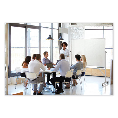 Ghent Reversible Magnetic Porcelain Whiteboard Satin Aluminum Frame 53.25x72.25 White Surface