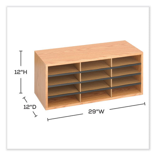 Safco Wood/corrugated Literature Organizer 12 Compartments 29x12x12 Medium Oak