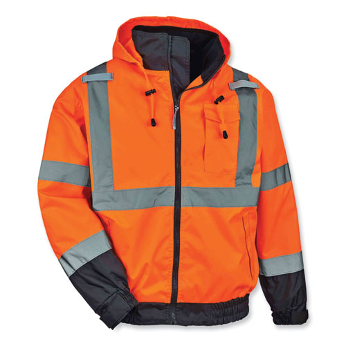 Ergodyne Glowear 8379 Class 3 Hi-vis Fleece Lined Bomber Jacket Orange 4x-large