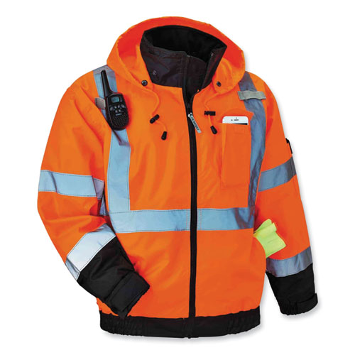 Ergodyne Glowear 8379 Class 3 Hi-vis Fleece Lined Bomber Jacket Orange 4x-large