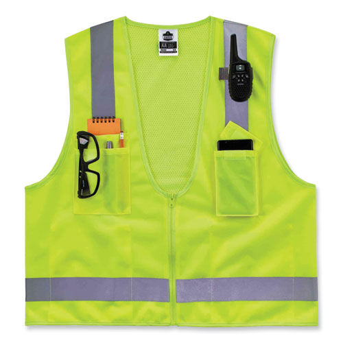 Ergodyne Glowear 8249z Class 2 Economy Surveyors Zipper Vest Polyester 2x-large/3x-large Lime