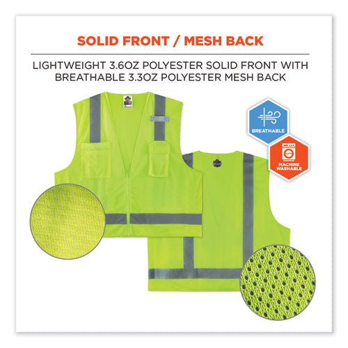 Ergodyne Glowear 8249z Class 2 Economy Surveyors Zipper Vest Polyester 2x-large/3x-large Lime