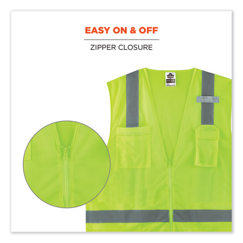 Ergodyne Glowear 8249z Class 2 Economy Surveyors Zipper Vest Polyester 2x-large/3x-large Lime