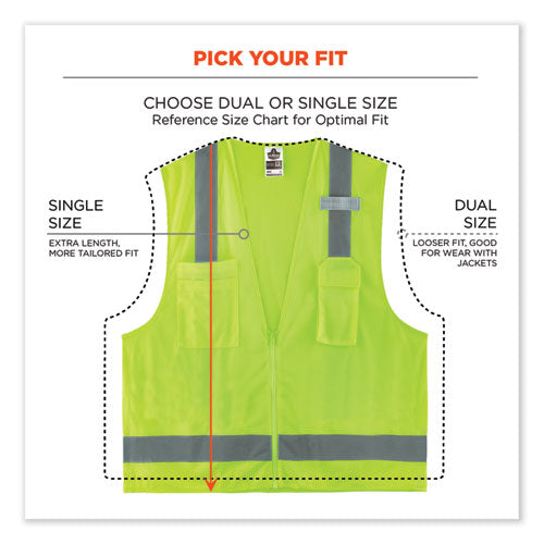 Ergodyne Glowear 8249z Class 2 Economy Surveyors Zipper Vest Polyester 2x-large/3x-large Lime