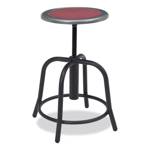 NPS 6800 Series Height Adj Metal Seat Stool Supports 300 Lb 18"-24" Seat Ht Burgundy Seat Black Base Ships In 1-3 Bus Days