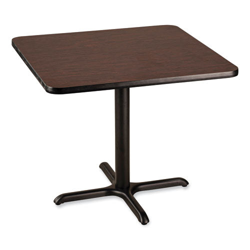 NPS Cafe Table 36wx36dx30h Square Top/x-base Mahogany Top Black Base