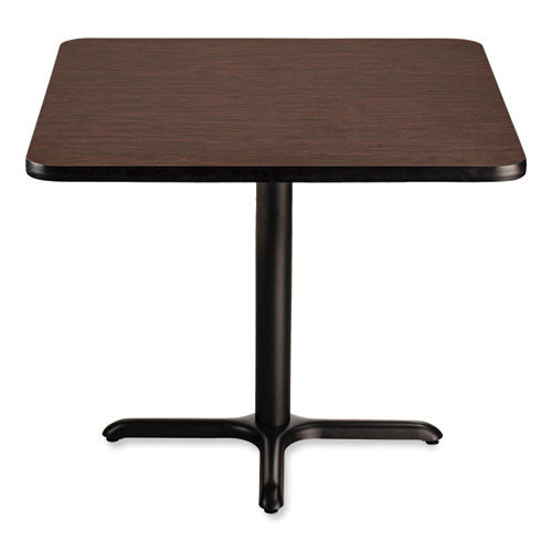 NPS Cafe Table 36wx36dx30h Square Top/x-base Mahogany Top Black Base