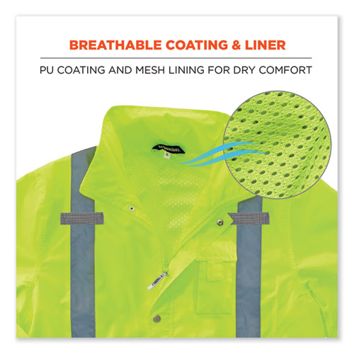 Ergodyne Glowear 8365 Class 3 Hi-vis Rain Jacket Polyester X-large Lime