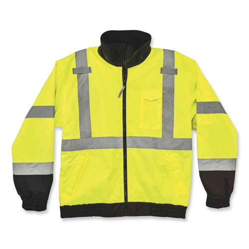 Ergodyne Glowear 8379 Class 3 Hi-vis Fleece Lined Bomber Jacket Lime 2x-large