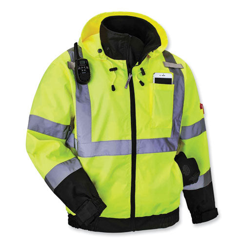 Ergodyne Glowear 8379 Class 3 Hi-vis Fleece Lined Bomber Jacket Lime 2x-large