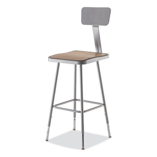 NPS 6300 Series Height Adj Hd Square Seat Stool W/back Supports 500 Lb 23.75"-31.75" Seat Ht Brown/gray Ships In 1-3 Bus Days