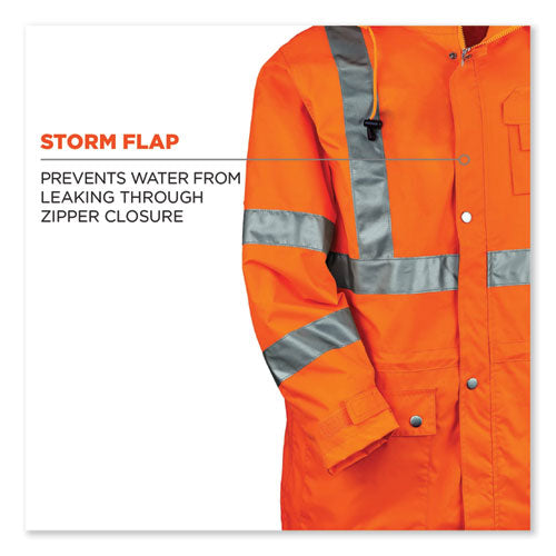 Ergodyne Glowear 8365 Class 3 Hi-vis Rain Jacket Polyester Small Orange