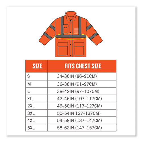 Ergodyne Glowear 8365 Class 3 Hi-vis Rain Jacket Polyester Small Orange