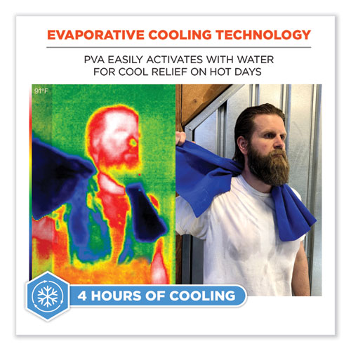 Ergodyne Chill-its 6602 Evaporative Pva Cooling Towel 29.5x13 One Size Fits Most Pva Blue 50/pack