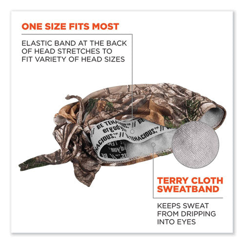 Ergodyne Chill-its 6615 High-performance Bandana Doo Rag W/terry Cloth Sweatband One Size Realtree Xtra