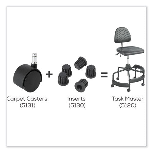Safco Task Master Carpet Casters 2" Wheel Black 5/set