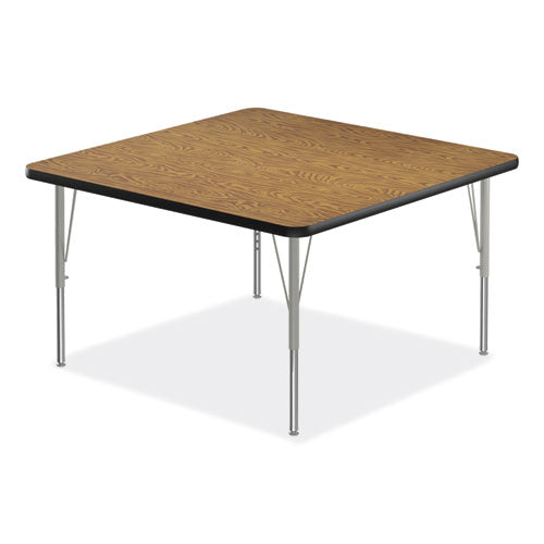 Correll Adjustable Activity Tables Square 48"x48"x19" To 29" Medium Oak Top Silver Legs 4/pallet
