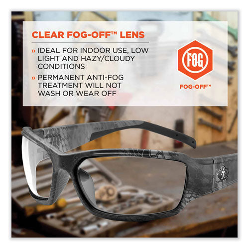 Ergodyne Skullerz Thor Safety Glasses Kryptek Tyhpon Nylon Impact Frame Antifog Clear Polycarbonate Lens
