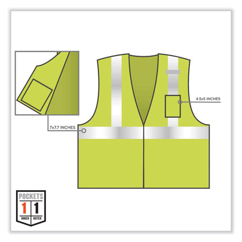 Ergodyne Glowear 8256z Class 2 Self-extinguishing Zipper Vest Polyester Large/x-large Lime