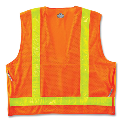 Ergodyne Glowear 8250zhg Class 2 Hi-gloss Surveyors Zipper Vest Polyester Large/x-large Orange